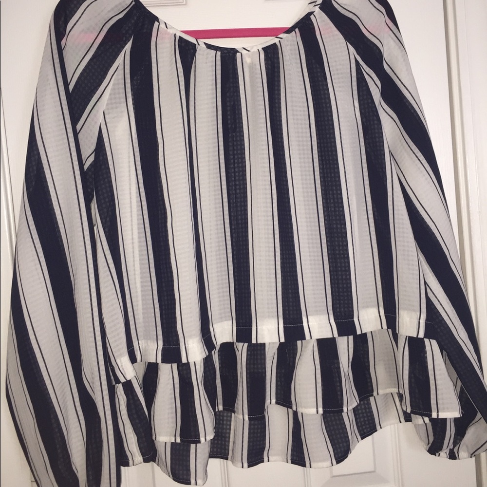 Sheer white and blue target shirt